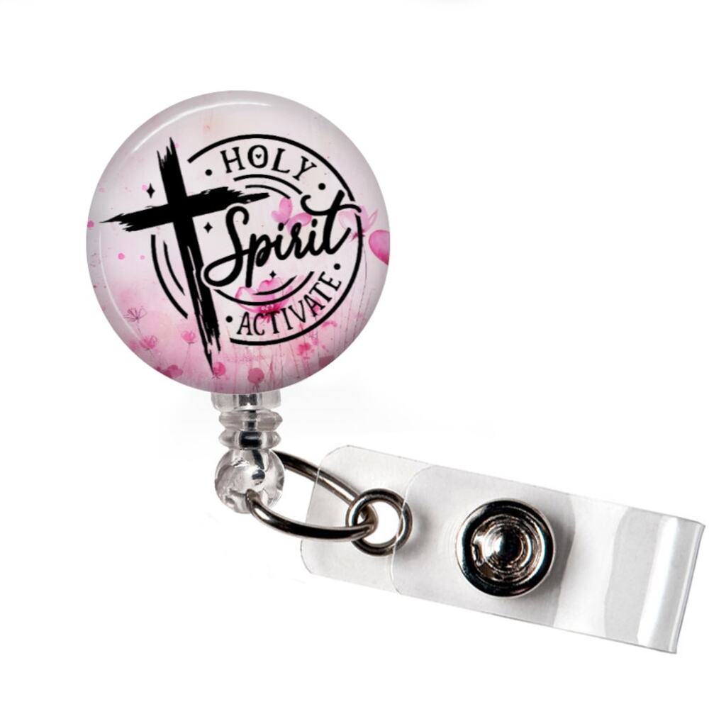 Holy Spirit Activate Badge Reel Christian Faith Retractable ID Holder Gift